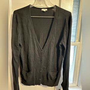 Lightweight Caslon black cardigan with pinpoint texture